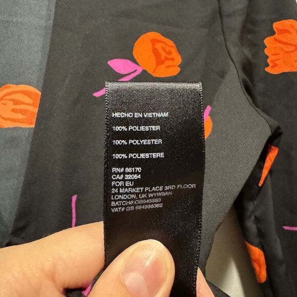 Urban Outfitters Blouse Galina Floral Tie Front Open Top Black Womens sz Medium - Picture 8 of 11